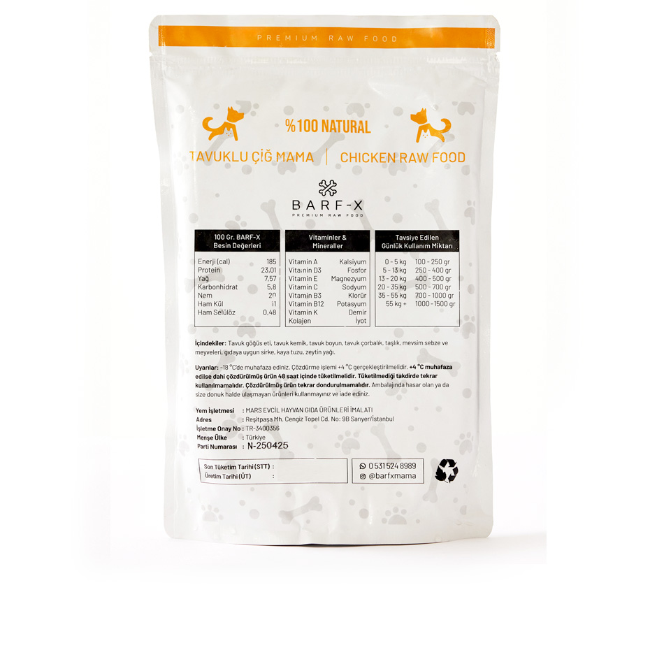 Tavuklu Barfx - 1000 Gr.