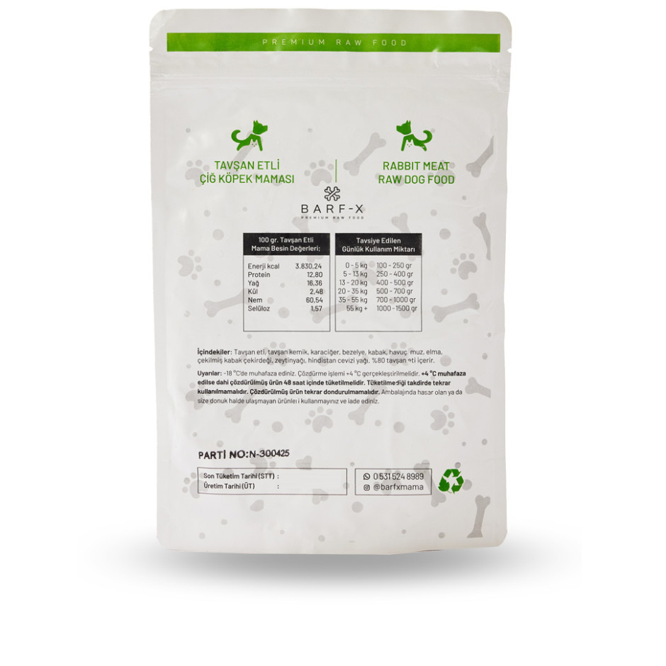 Tavşan Etli Barfx - 1000 gr.
